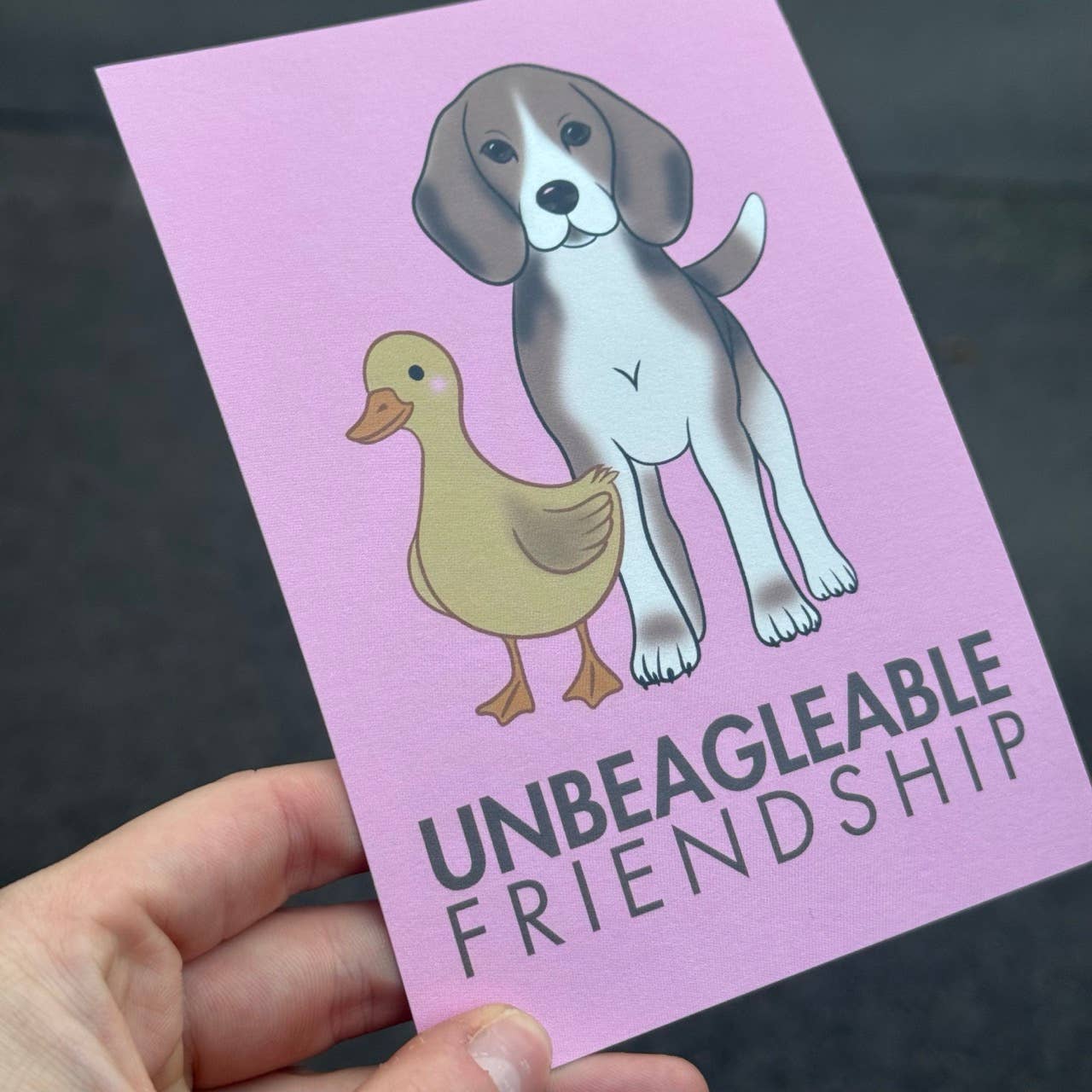 LOLLYPOPARTSTUDIO – Großhandel Grußkarten für den Alltag – Carte Beagle « Unbeagleable Freundschaft »5