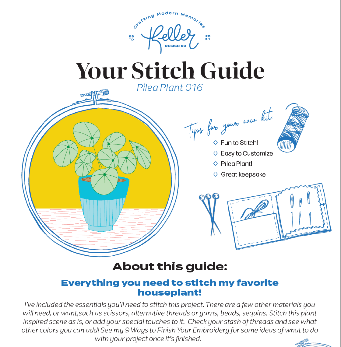 Keller Design Co. - Wholesale Craft Sewing Kit - Pilea Plant Embroidery Kit2