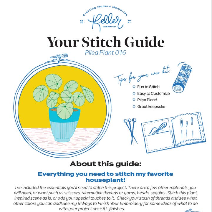 Keller Design Co. - Wholesale Craft Sewing Kit - Pilea Plant Embroidery Kit2