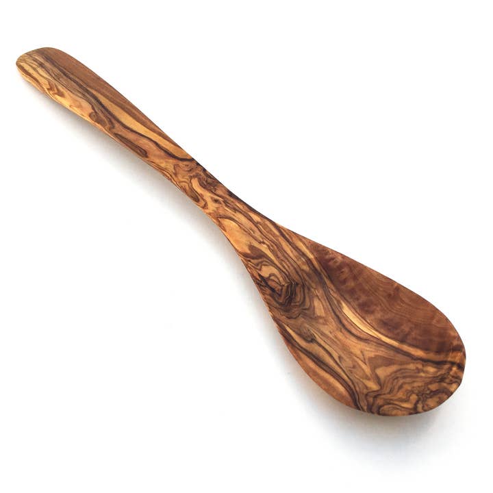medina mood - Wholesale Kitchen Spoon - Hamburg cooking spoon with wide curved handle made of olive wood2