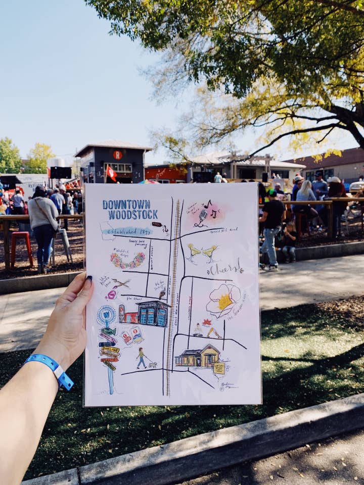 Downtown Woodstock Georgia Bykort for engroshandel hos Madison O'Brien Art