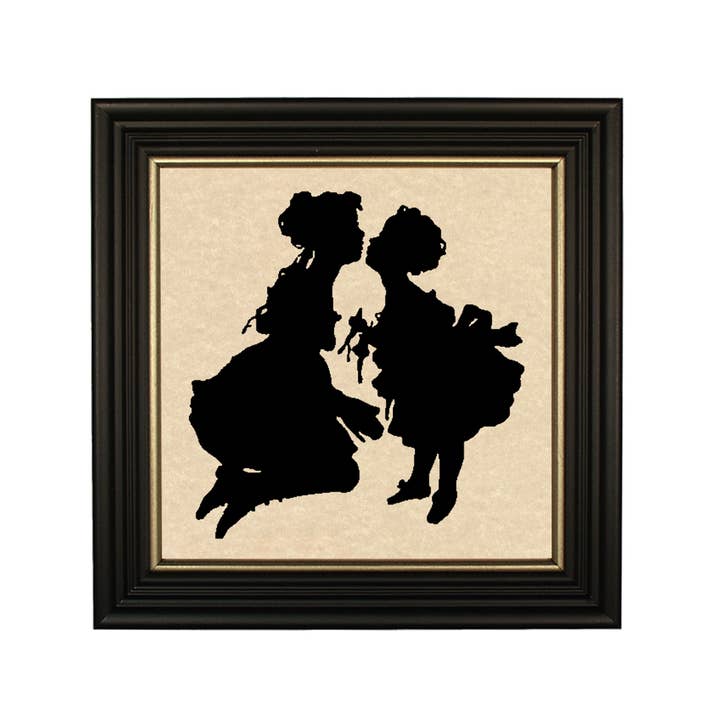 Madison Bay Co. - Historical Home Decor Reproductions - Wholesale Art Print - 8"x8" Big Sister Love Paper Cut Silhouette inWood Frame