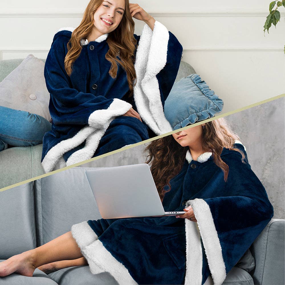 Pavilia – wholesale Poncho – Women's – Angel Wrap Hoodie Sherpa Poncho Blanket123