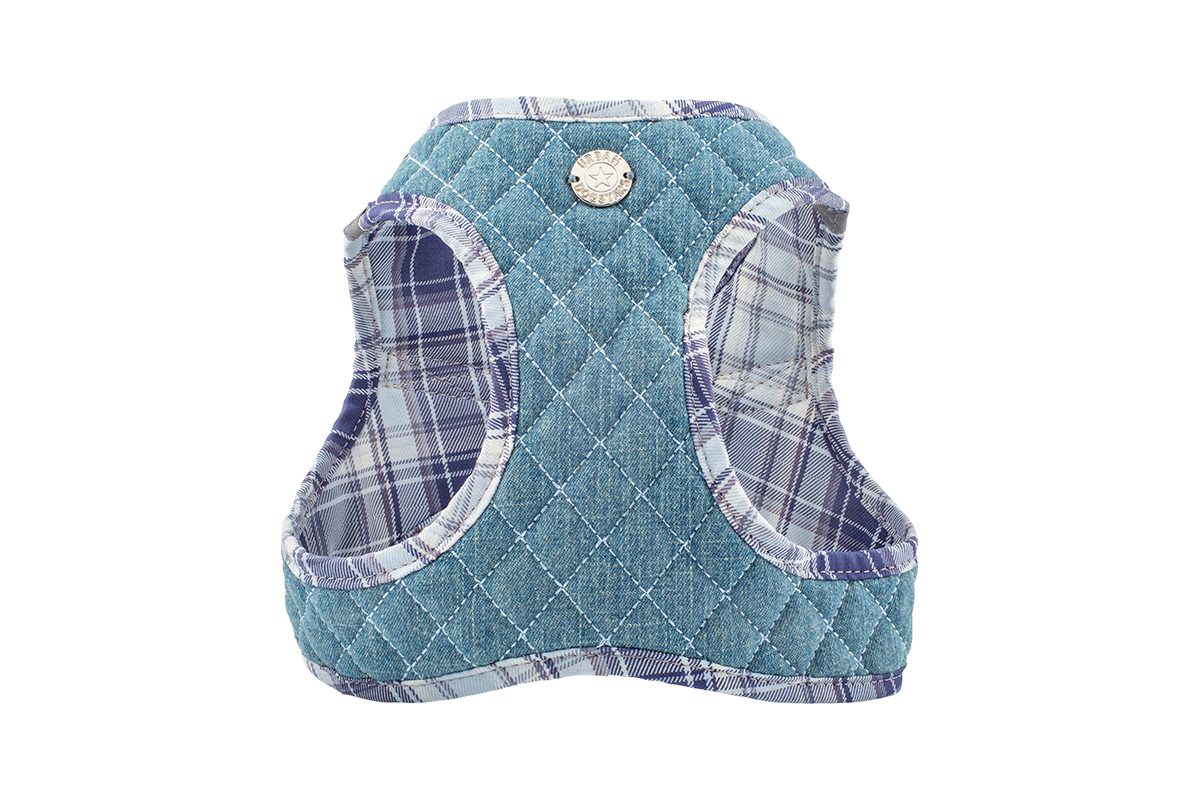 Urban Dog Stars - Wholesale Pet Harness - Dog - Step-In Denim Harness - Blue Plaid1