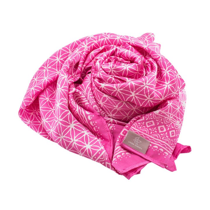 Lenço de seda Flor da Vida rosa por atacado de LINDA HERING