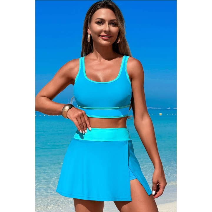 Supreme Fashion - Wholesale Two Piece Swimsuit - Women's - Color Block Two Pieces High Waisted Skirt Swimsuit13