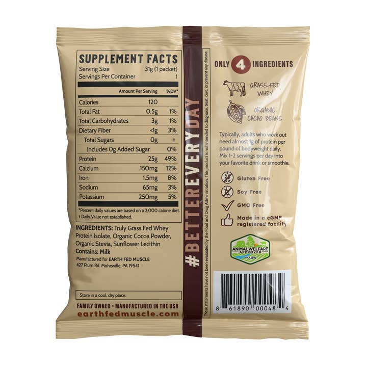 Earth Fed Muscle - Wholesale Protein/Superfood Powder - Single Serving Whey Protein Packs1