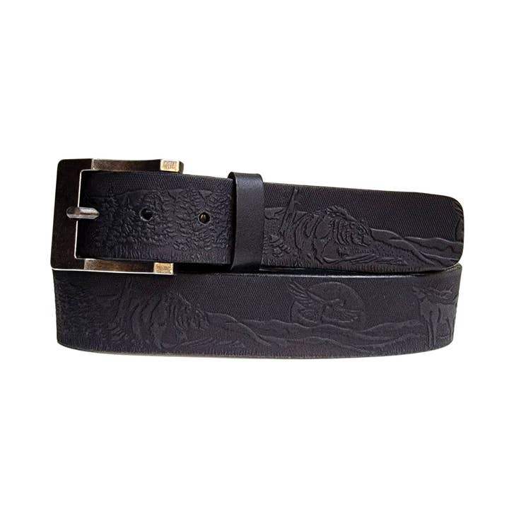 NAB LEATHER - Venta al por mayor Cinturón - Unisex - The Wildlife Belt - Cinturón de piel de plena flor con estampado de coñac fabricado en Canadá2