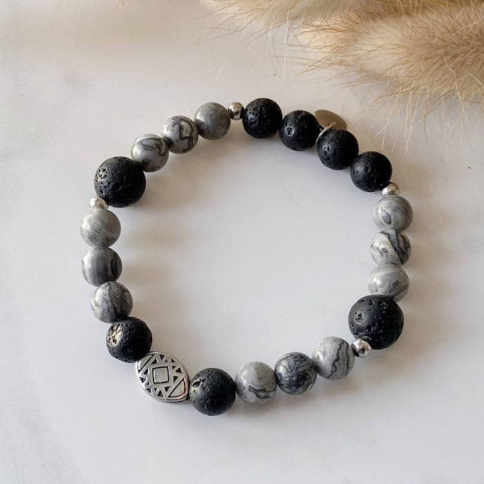 VESUVIO - Bracciale diffusore per uomini in pietre laviche per la vendita all'ingrosso da parte di Lunaki Design