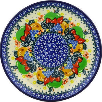 Assiette à dessert 8" Thème Méli-mélo de fruits UNIKAT pour la vente par Polmedia Polish Pottery