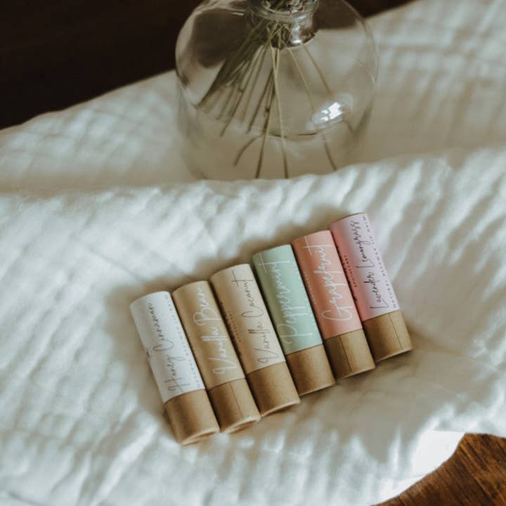 Bluebird Farms Apothecary - Wholesale Lip Balm - Peppermint Hot Chocolate Lip Balm PlasticFree Essential Oils6