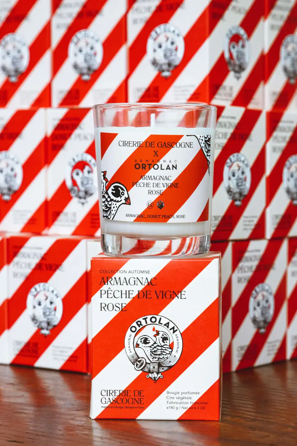 Cirerie de Gascogne (US/CAN)-Distributed by Scents of Europe - Vente Bougie en bocal - « Ortolan » - Bougie à l'armagnac, à la vigne, à la pêche et à la rose mélangés1