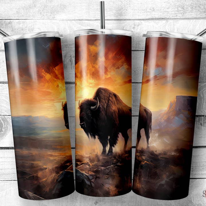 Western Tumbler, Desert Tumbler, Bison Tumbler for wholesale by So Peachy Designs