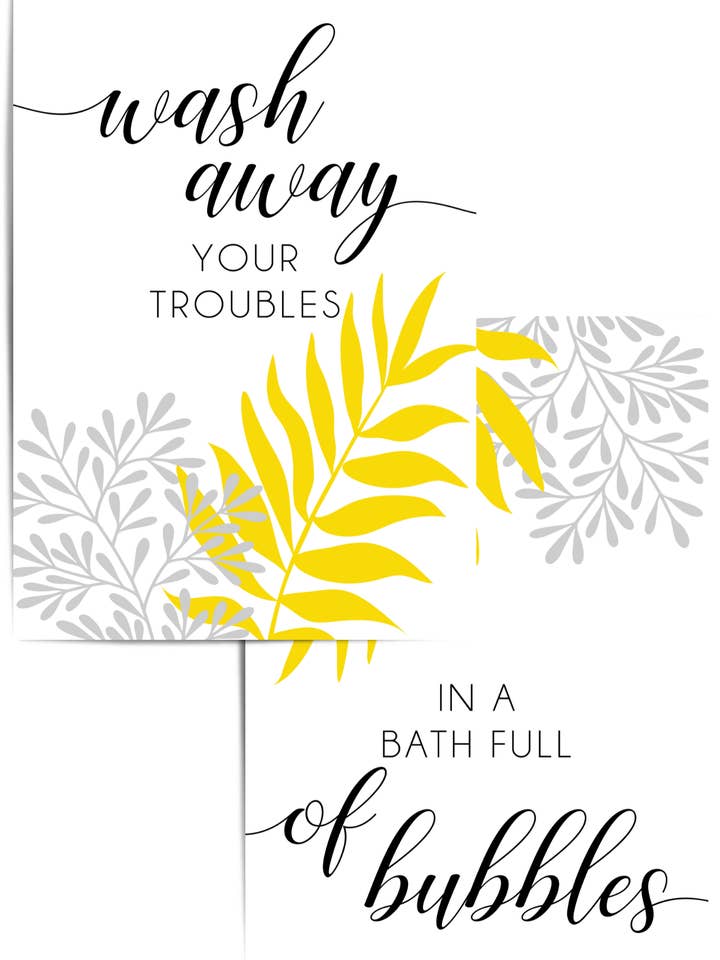 Ensemble de 2 Impressions d'Art de Salle de Bain Jaune pour la vente par THE WALL HABITAT