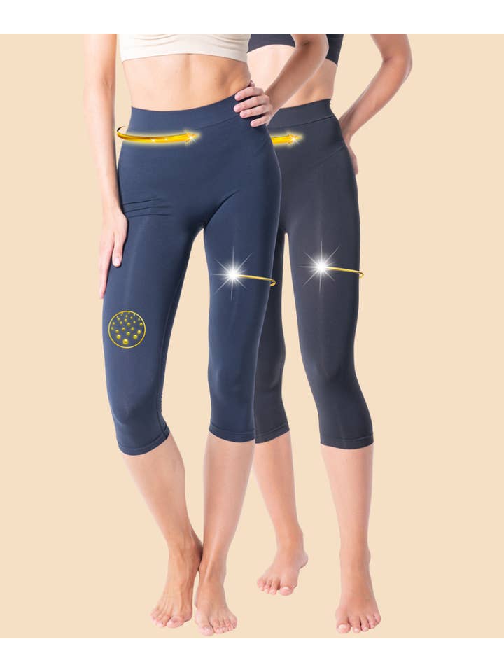 Anaissa - Wholesale Athletic/Lounge Leggings - Women's - Pack-2 Capri Push Up Leggings 160 den FIR Technology Lena