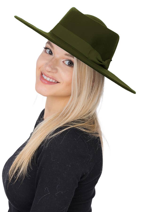 Cap Zone – wholesale Fedora - Dam – Wide Brim Bolero Faux Filt Pork Pie Crown Hat9