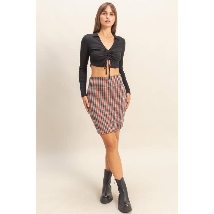 HYFVE - Wholesale Skirt - Women's - Houndstooth High-Waisted Mini Skirt4