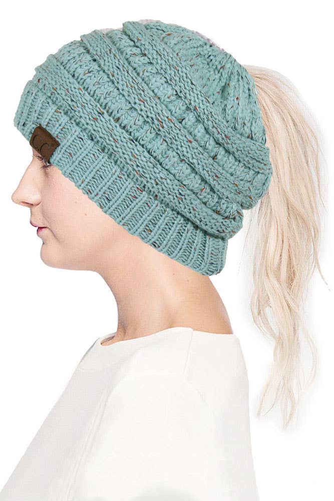 Hana - Wholesale Beanie - Women's - C.C Confetti Ponytail Messy Bun Beanie10