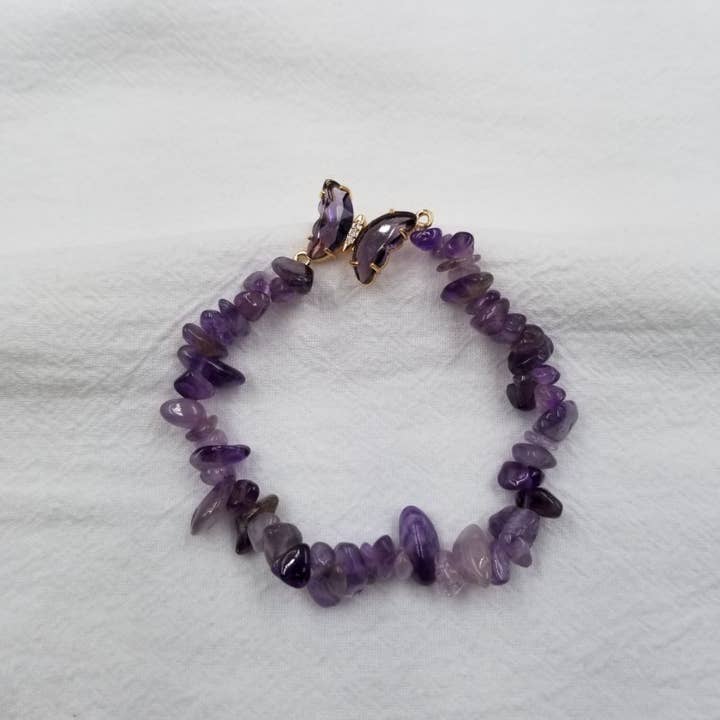 Amethist vlinder stretch armband voor wholesale door ENA Jewelry