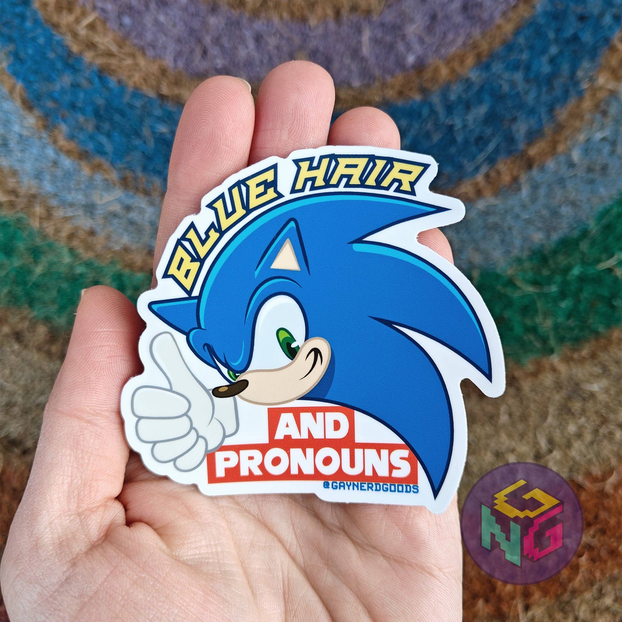 Gay Nerd Goods - Wholesale Sticker - Pronouns Sonic Sticker3