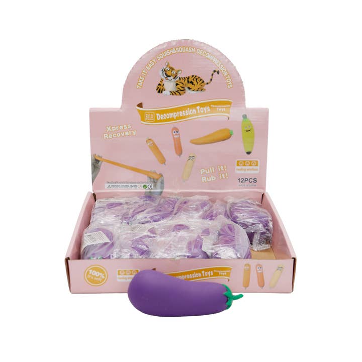 Cap Zone - Wholesale Squishy Toy - Kids & Baby - Eggplant Sand Filled Stretch Pull Soft Squishy Toy