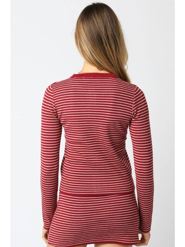 Olivaceous - Wholesale Knit Top - Women's - Greta Stripe Knit Top1