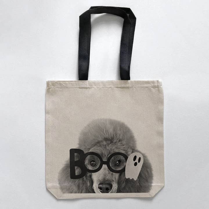 Poodle Peeking Lil' Boo Halloween Tote for wholesale by Perkie Prints