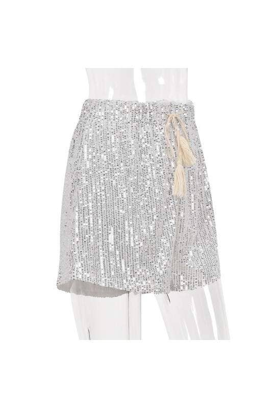 SILVER sequins elastic band shorts for wholesale on Faire5