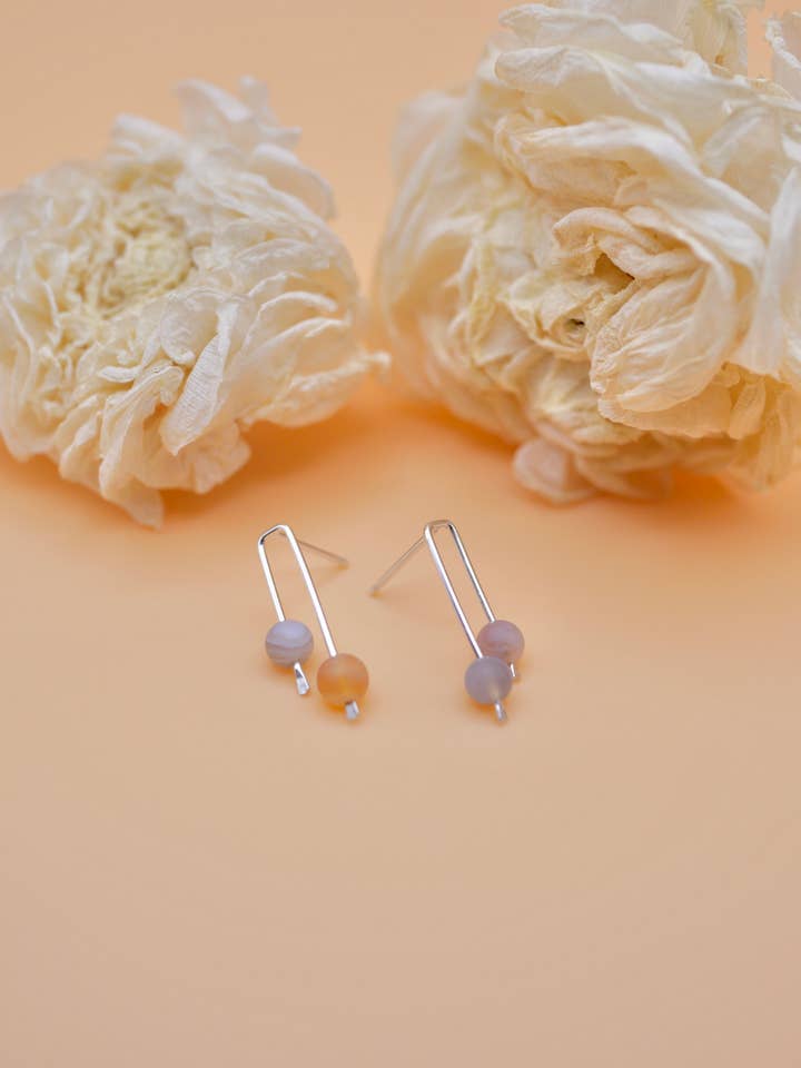 Aura Stud - Shift Series Minimal Gemstone Statement Earrings for wholesale by Telle of the Hills