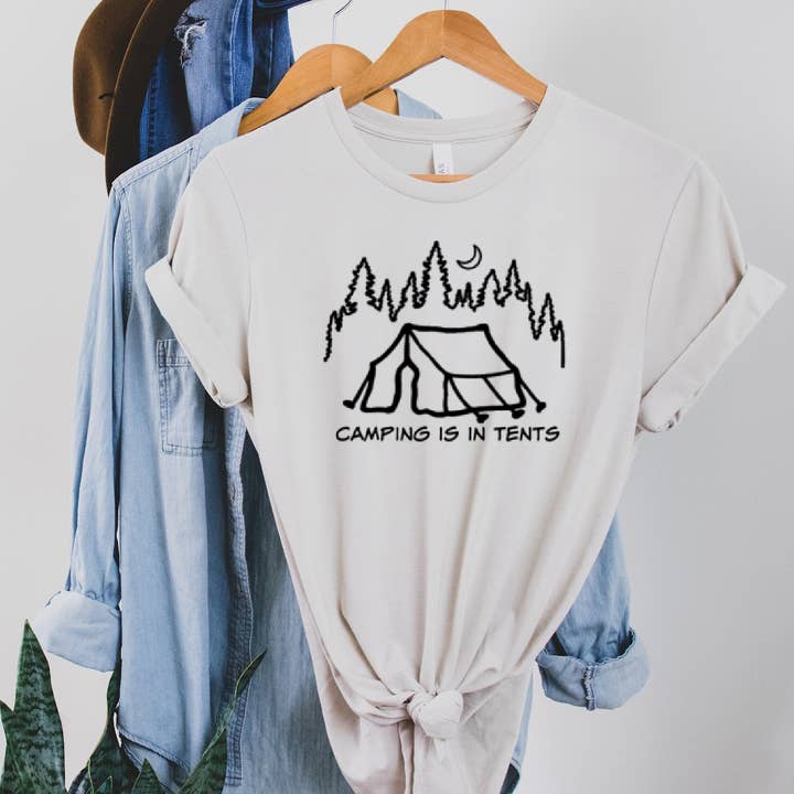 Camping is in-TENTS -Graphic Tee- Black Print for wholesale by Top Crate