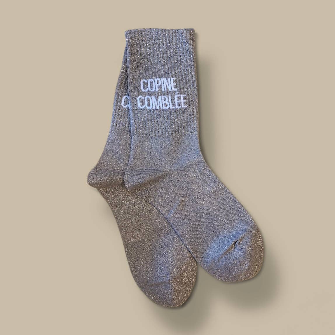 agathe & cocö - Wholesale Socks - Women's - "Copine comblée" glitter socks - Greige0