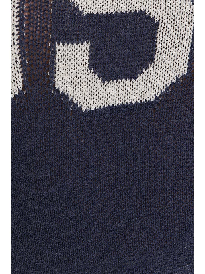 NAVY ROUND NECK SWEATER TOP for wholesale on Faire