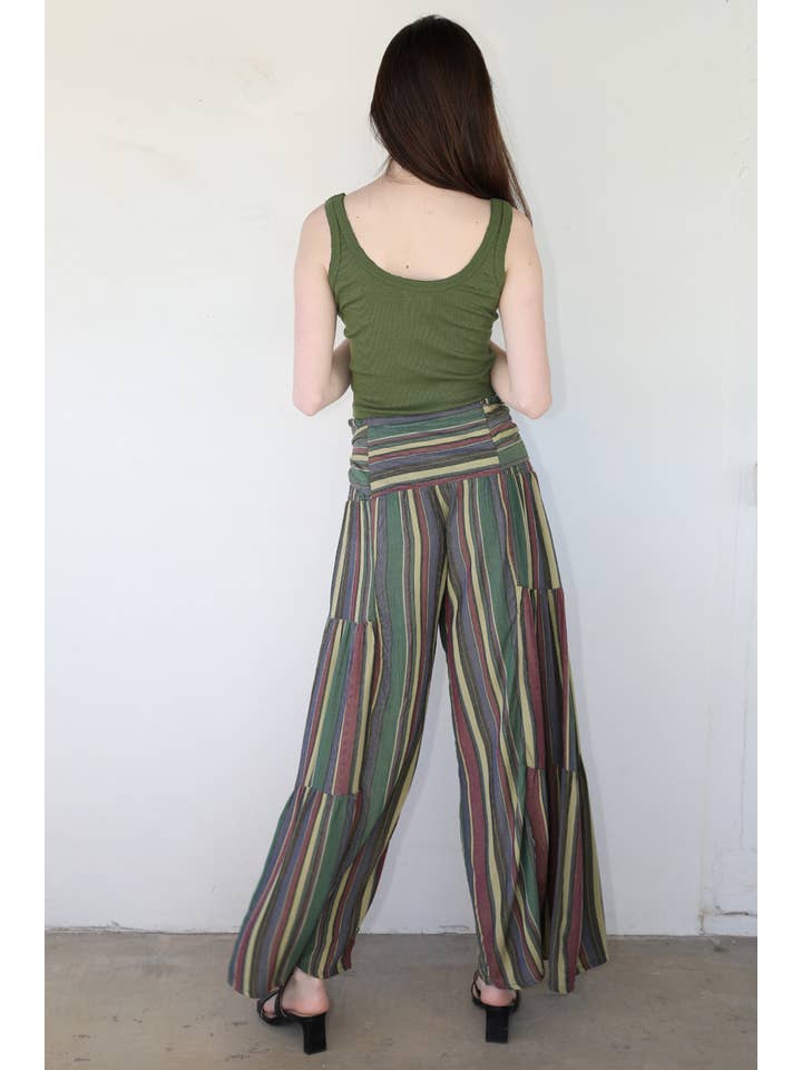 ANGIE - Wholesale Pants - Women's - 25S89-SE45 WIDE LEG STRIPED PANTS WITH TIE WAIST1