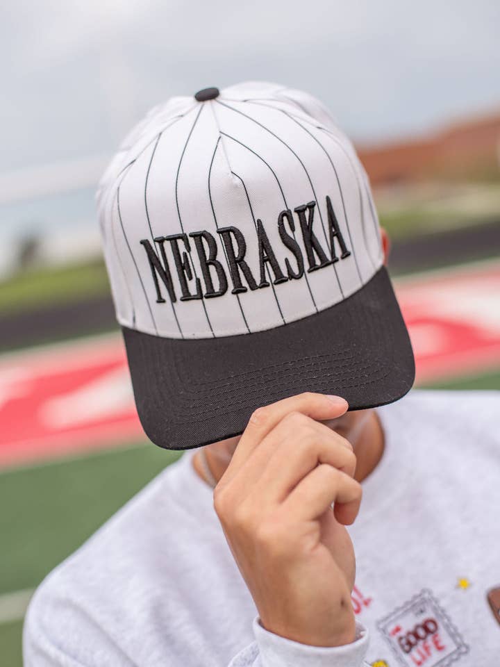 Nebraska Pinstripe Trucker Hat for wholesale by Four Sisters