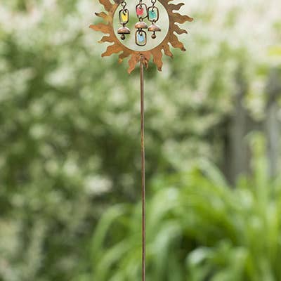 Ancient Graffiti - Wholesale Garden/Lawn Stake - Flamed Sun w/Dangles Garden Stake