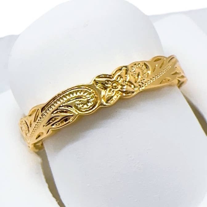 Anela's Jewelry - Wholesale Band/Stacked Ring - 3mm Hawaiian Hamilton Gold Ring0