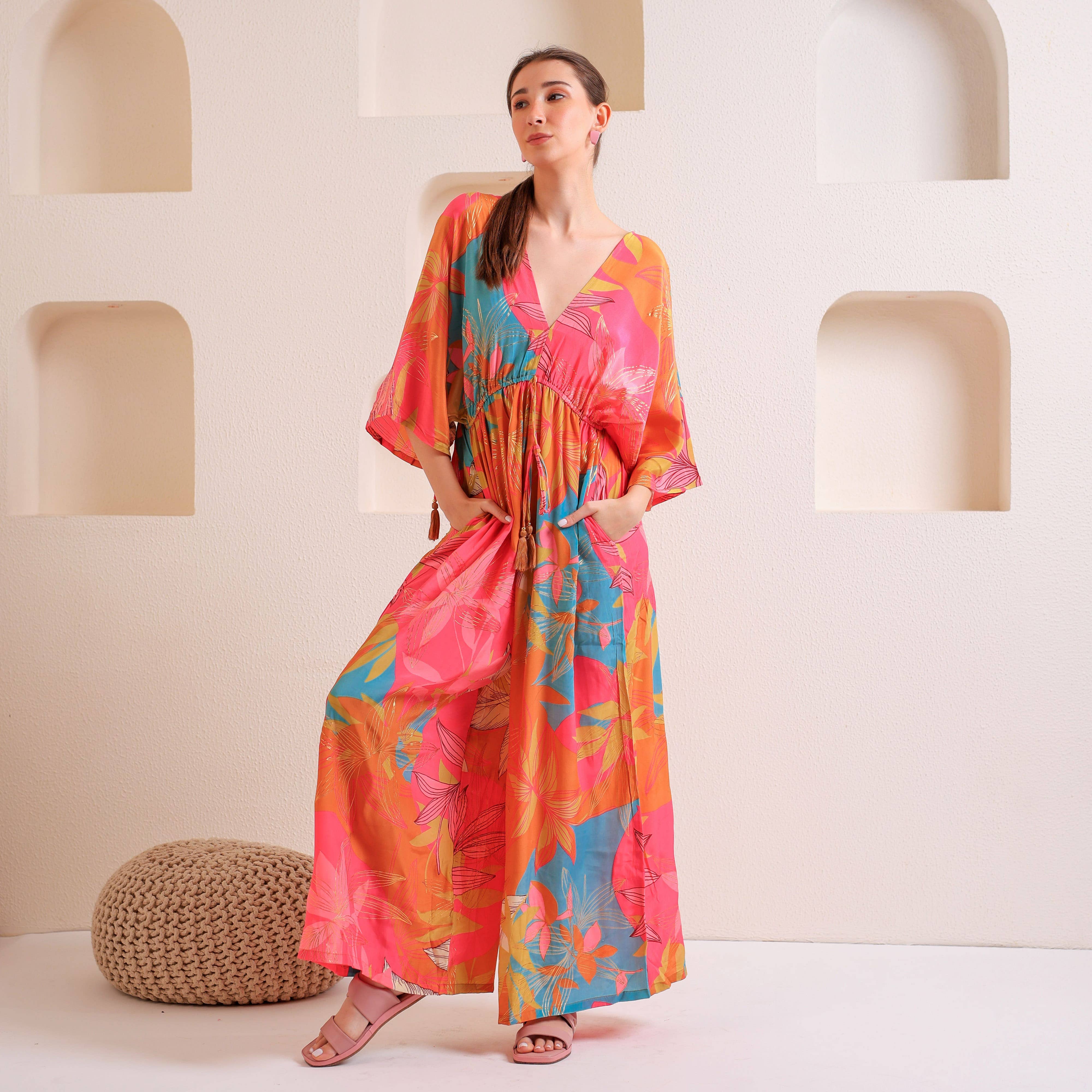 Single Color Tropical Breeze Floral Jumpsuit Romper Pink for wholesale on Faire3