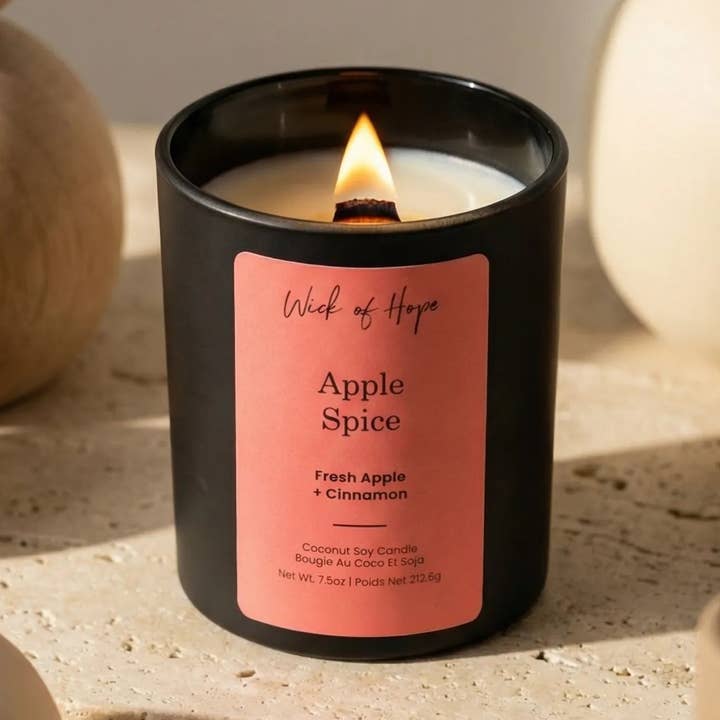 Non-Toxic - Apple Spice - Coconut Soy Wax Candle for wholesale by Wick of Hope