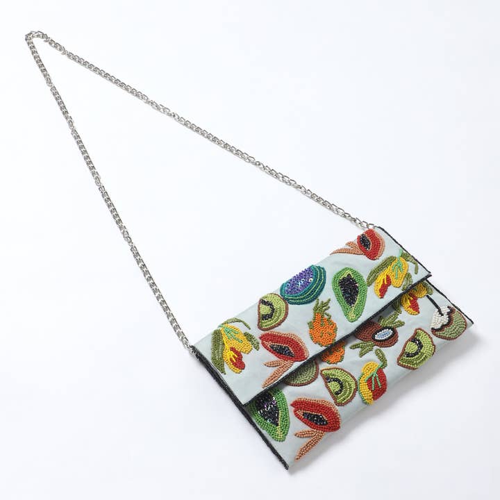 Fruit Embroidered Clutch - Green for wholesale by Vismaya - A Brand by Shivani LLC