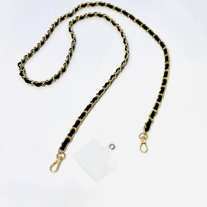 SHEERA - Wholesale Phonecase Strap - Black and gold phone necklace2