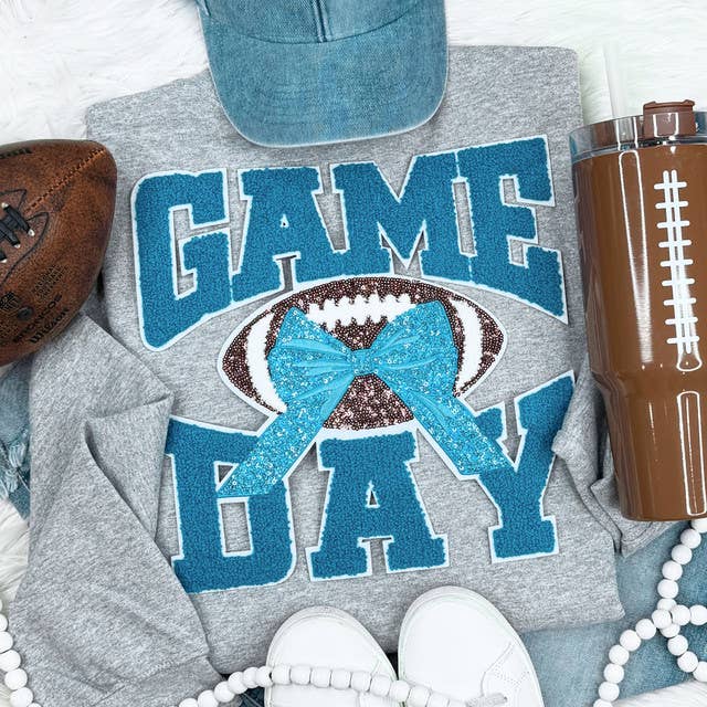 Carolina Blue Game Day Football Patch Sweatshirt Carolina Blue Game Day Football Patch Sweatshirt