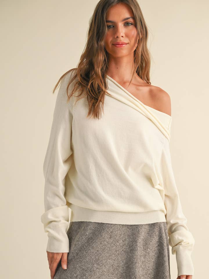 MIOU MUSE - Wholesale Knit Top - Women's - T3893 OFF SHOULDER KNITTED TOP