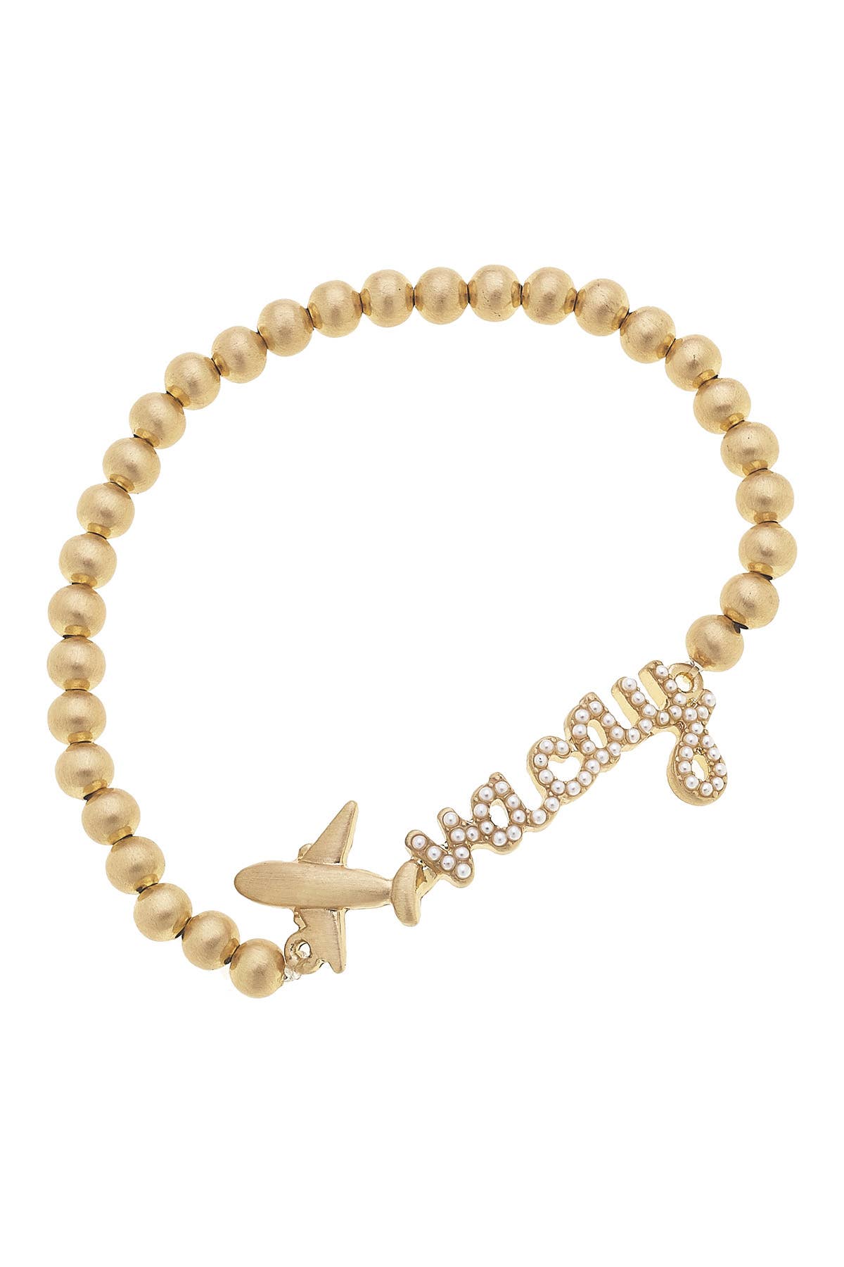 Canvas Style - Vente Bracelet de perles - Bracelet extensible "Vacay" orné de perles Jet Setter en or brillant