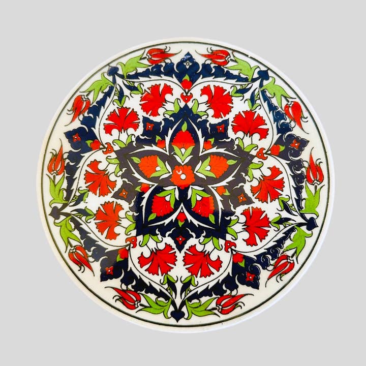 6.5" Ceramic Trivet - Anatolian Bloom for wholesale by Guzel Handcrafts