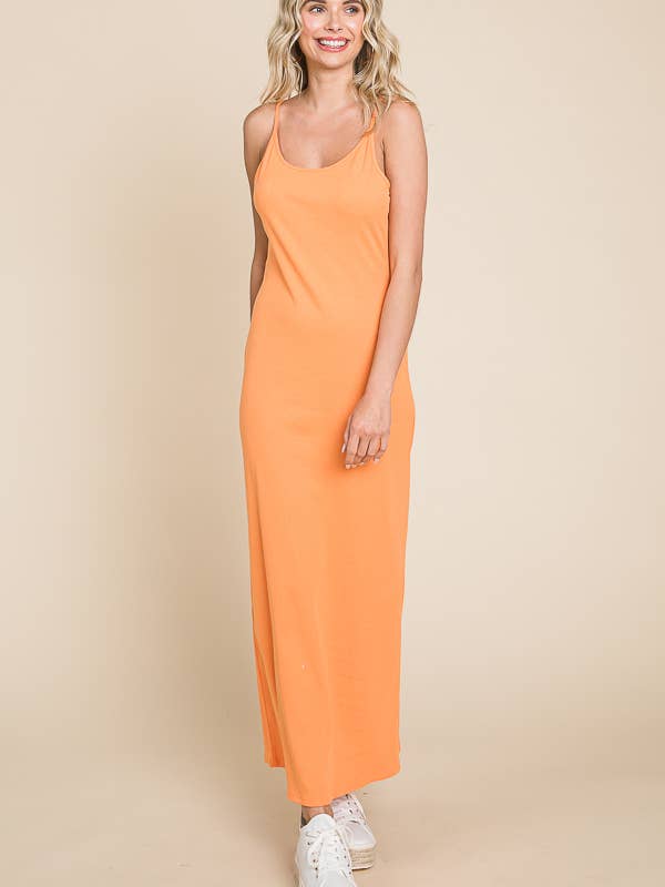 CRD1615X - SOLID SPAGHETTO STRAP MAXI SLIP DRESS for wholesale by Culture Code