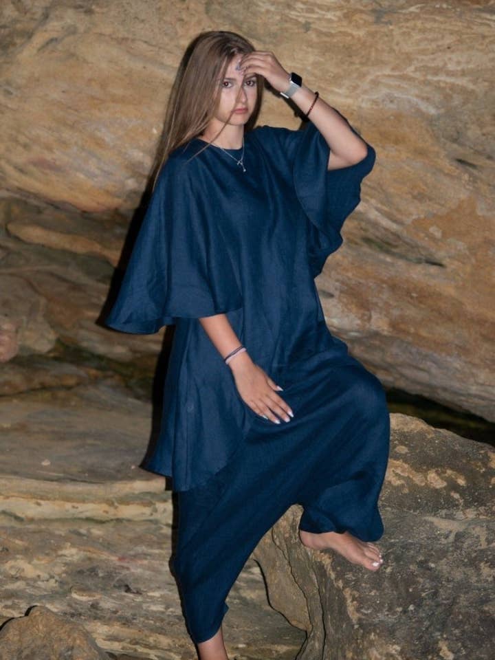 Tenue à manches courtes en lin VANINA pour la vente par EUG fashion