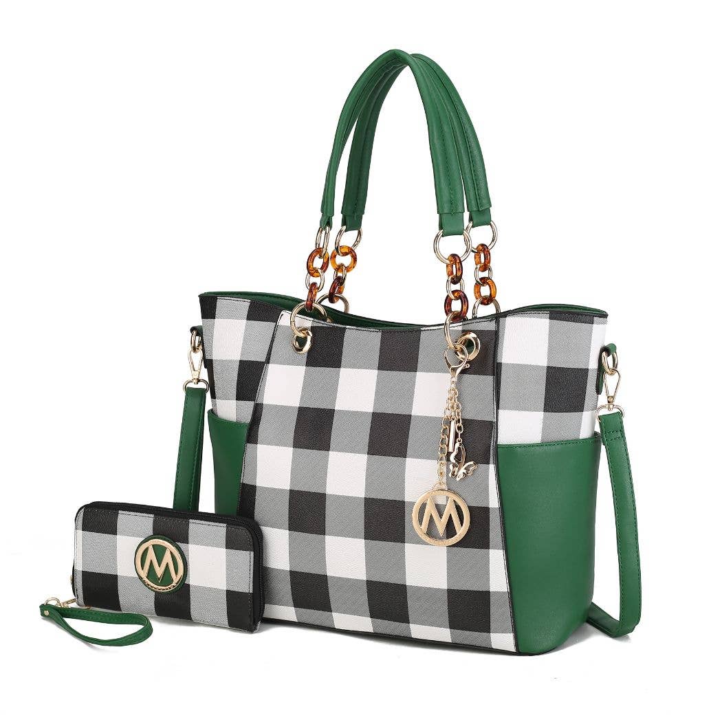 MKF Collection - Wholesale Tote Bag - Women's - MKF Mariely Checker Tote Bag & Wallet Set Women Handbag1