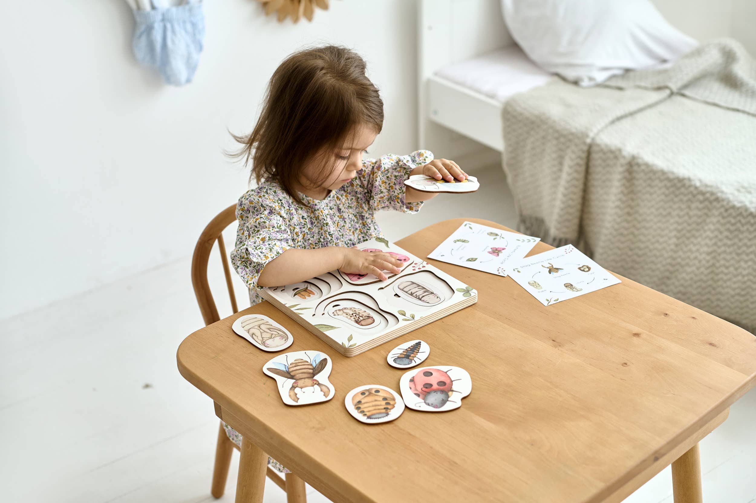 ODEAS – Großhandel Puzzle – Kinder – Lebenszyklus der Insekten Holzpuzzle Montessori Lernspielzeu7