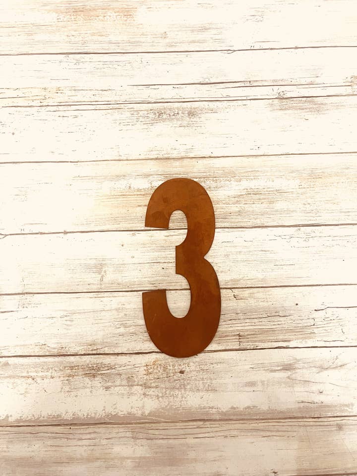 Metal House Number 3 Metal Rustic 8 Inch Garden Outdoor DIY for wholesale by Universal Ironworks USA