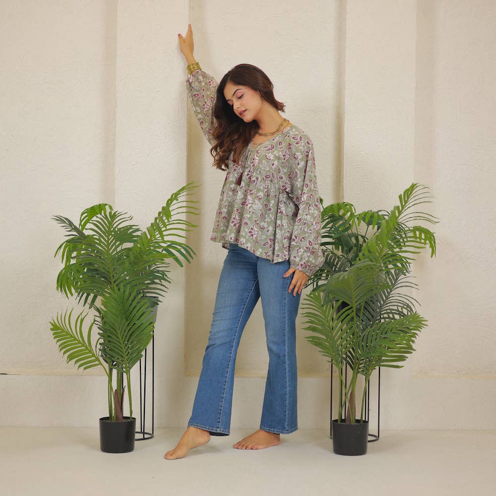 The Fox and The Mermaid - Wholesale Blouse - Women's - Block Printed Vintage Style Indian Top (Karisma)4